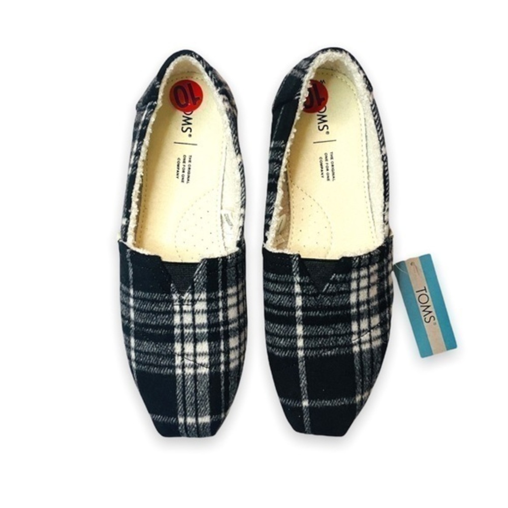 TOM BLACK & WHITE PLAID SHOES